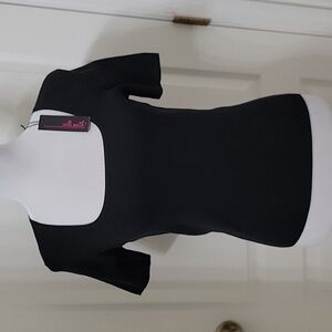 Willi Smith Size S Black Square Neckline Silk Blend Top, NEW with Tag